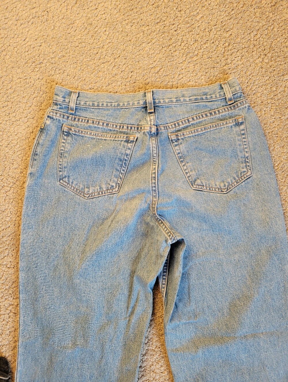 Lands' End Light Wash 100% Cotton Straight Leg Jeans Rigid Denim Womens 12 - Picture 6 of 14
